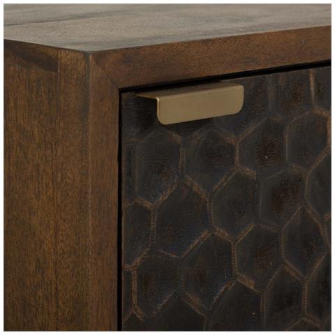 Comodino In Legno E Metallo Con 1 Porta Marrone 40x35x60. - Foto 8