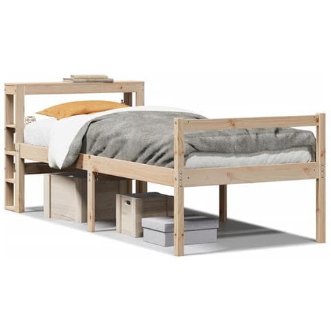 Letto per Anziani con Testiera 75x190 cm Legno Massello di Pino - Foto 1