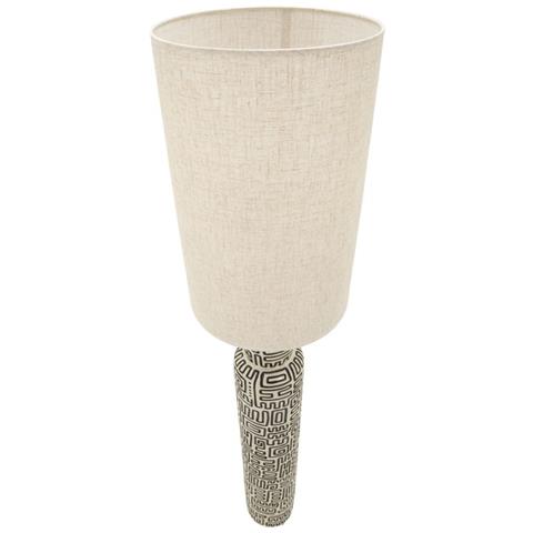 Lampada Da Terra Nairobi In Polyresin Bianco E Nero Con Paralume In Tessuto - Foto 2