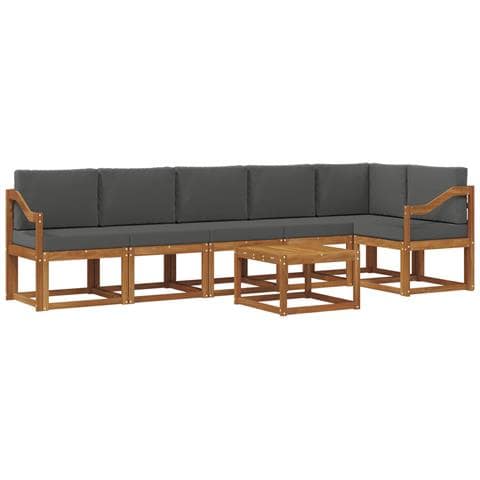 Set di divani da esterno con cuscino 7 pcs Naturale e Antracite - Foto 1