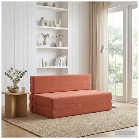 Divano Letto Pieghevole Rosso Arancio 152 x 86,5 x 60 cm - Foto 2