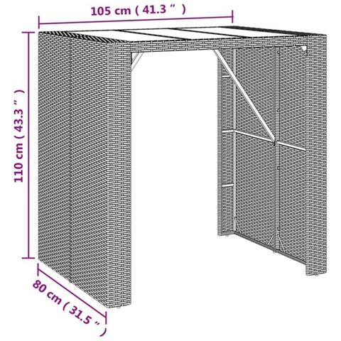 Set da Bar da Giardino 5 pz Grigio in Polyrattan - Foto 9