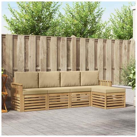 Set di divani da esterno 5 pcs Bianco e Beige - Foto 2
