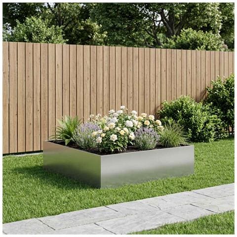 Vaso da giardino Argento 80 x 80 x 30 cm Acciaio zincato - Foto 2