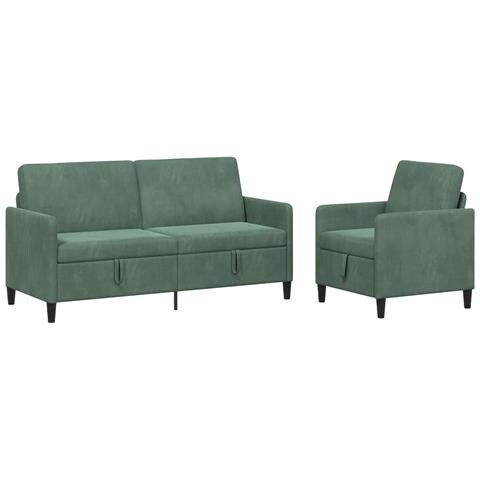 Set di Divani con Storage 2 pz Verde Mare Poliestere - Foto 1
