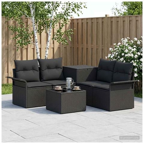 Set di divani 6 pz 4-Numero di posti Nero - Foto 10