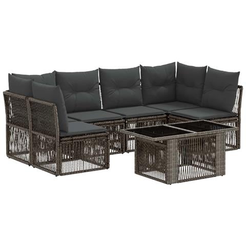 Set Divano da Giardino 7 pz Grigio polyrattan - Foto 1