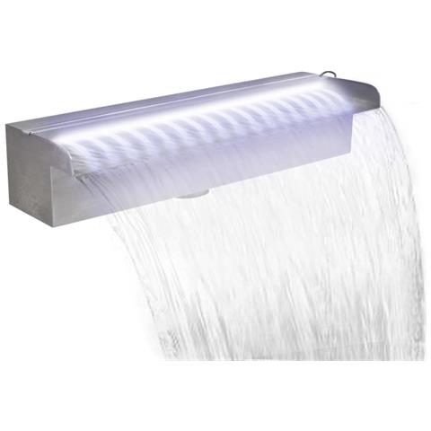 Cascata Per Laghetto Rettangolare In Acciaio Inossidabile 45 Cm E Led - Foto 1
