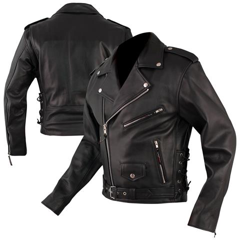 Chiodo Giacca Giubbotto Giubbino Pelle Moto Classico Lacci Nero Xxl - Foto 1
