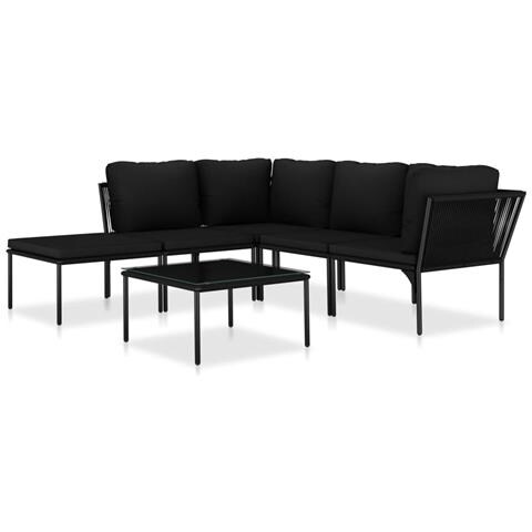 Set Divani da Giardino 6 pz con Cuscini Neri in PVC - Foto 1