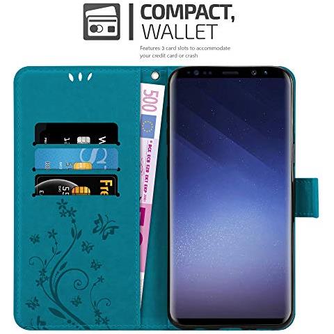 Custodia Compatibile Con Samsung Galaxy S9 In Blu Fiore - Coperchio Protettivo In Design Floreale Con Chiusura Magnetica, Funzione Stand E Slot Per Carte - Foto 2