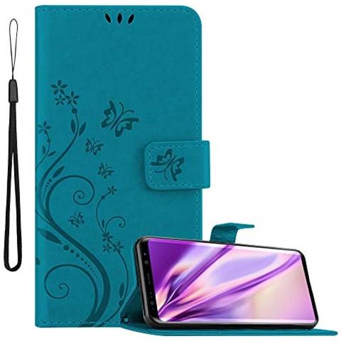 Custodia Compatibile Con Samsung Galaxy S9 In Blu Fiore - Coperchio Protettivo In Design Floreale Con Chiusura Magnetica, Funzione Stand E Slot Per Carte - Foto 1