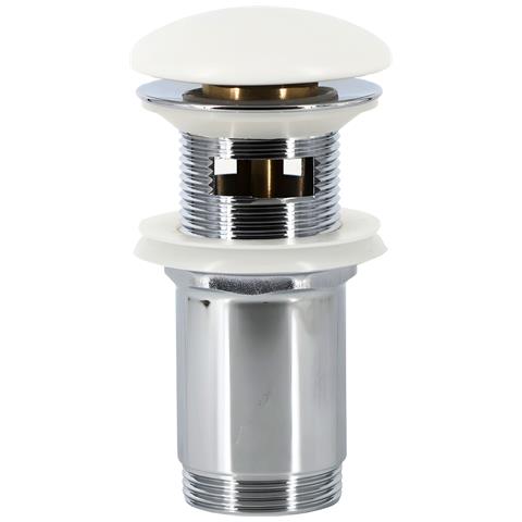 Piletta Click Clack 1.1/4 In Ottone Cromato Ceramica Bianca Per Lavabo Bagno *** Finitura- : Opaco - Foto 2