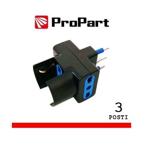Adattatore 3pos Bipasso / schuko Spina16a Polybag Nero - Foto 1
