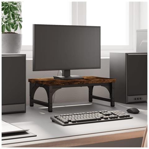 Supporto Per Monitor Rovere Fumo 37x23x14cm Legno Multistrato - Foto 6