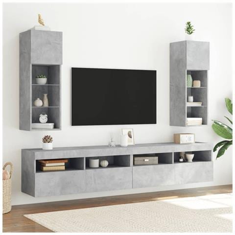 Mobile Tv Con Luci Led Grigio Cemento 30,5x30x90 Cm - Foto 3