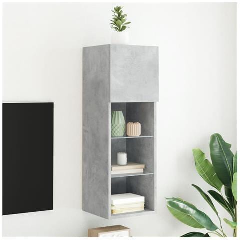 Mobile Tv Con Luci Led Grigio Cemento 30,5x30x90 Cm - Foto 1