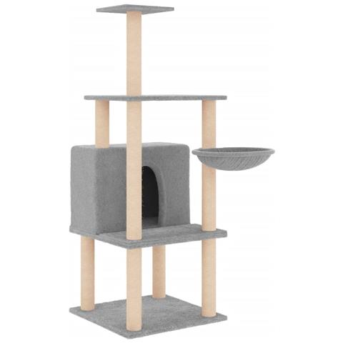 Albero Per Gatti Con Tiragraffi In Sisal Grigio Chiaro 132 Cm - Foto 1