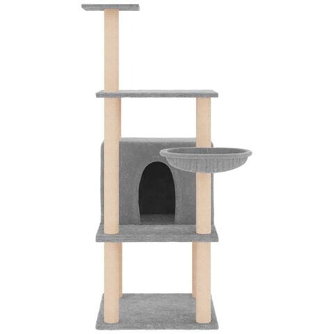 Albero Per Gatti Con Tiragraffi In Sisal Grigio Chiaro 132 Cm - Foto 2