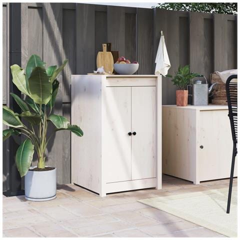 Ante Da Cucina Da Esterno Bianche 50x9x82 Cm Legno Massello Di Pino - Foto 1