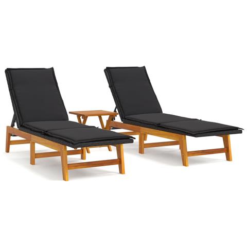 Set Mobili Da Giardino 3 Pz Polyrattan E Legno Massello Acacia - Foto 1