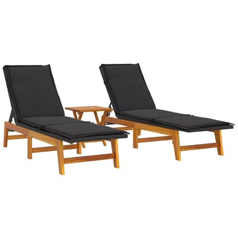 Set Mobili Da Giardino 3 Pz Polyrattan E Legno Massello Acacia - Foto 2