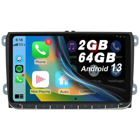 Autoradio 9 Pollici Android 13 Carplay Android Auto Per Vw Golf 5 6 Plus Polo Passat Tiguan Seat, 2g+64gb Car Radio Gps Bluetooth Wifi Fm Rds Eq Comandi Al Volante - Foto 1
