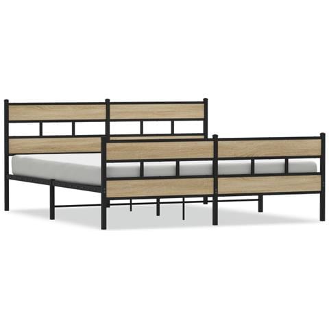 Giroletto Senza Materaso In Metallo Rovere Sonoma 183x213 Cm - Foto 2