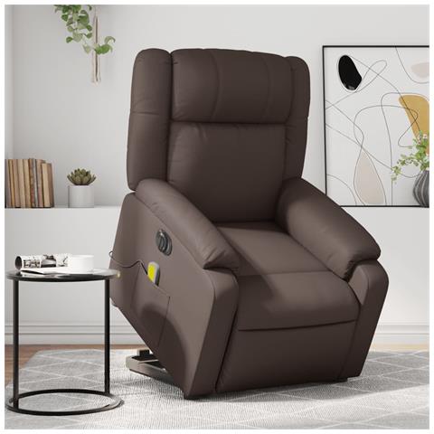 Poltrona Alzapersona Elettrica Reclinabile Marrone Similpelle - Foto 1