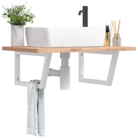 Reggimensole Per Lavabo 2 Pz Bianche Trapezio In Acciaio - Foto 1