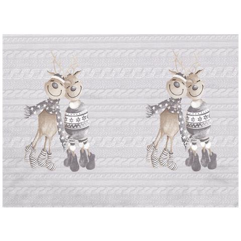 Copripiumino Sacco Piumone Pensieri Delicati Cotone Disegno Renna Matrimoniale Beige - Foto 2