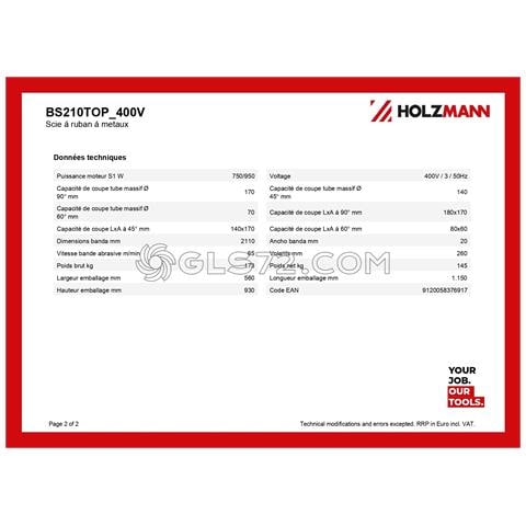 Sega A Nastro In Metallo Con Discesa Manuale Idraulica Bs210top_400v Holzmann - Foto 2