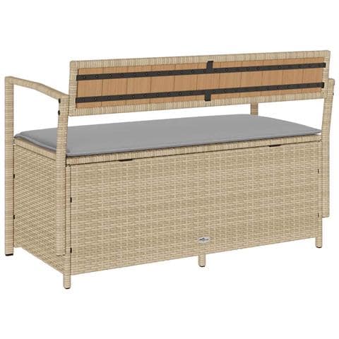 Panca Portaoggetti da Giardino con Cuscino Beige in Polyrattan - Foto 9