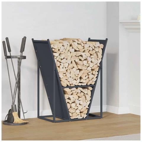 Rastrelliera per Legna da Ardere Antracite 69,5x35x81 cm - Foto 10