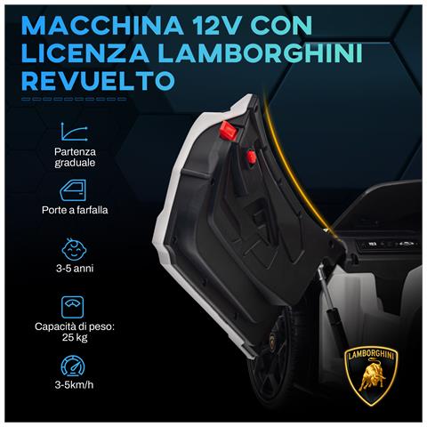 Macchina Elettrica per Bambini con Luci LED, Clacson e Telecomando, in Plastica e Acciaio, 105x60x40 cm, Bianco - Foto 2