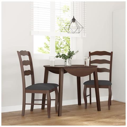 Sedie Da Pranzo Con Cuscini 2pz Marrone Legno Massello Di Hevea - Foto 2