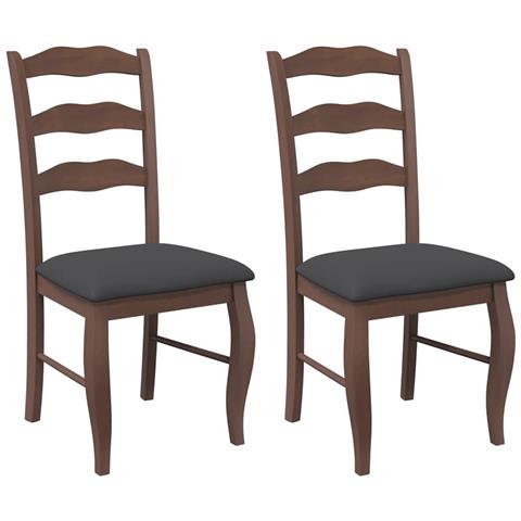 Sedie Da Pranzo Con Cuscini 2pz Marrone Legno Massello Di Hevea - Foto 1