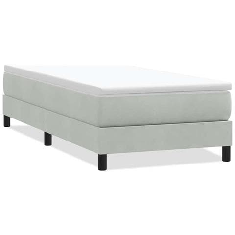 Letto A Molle Senza Materasso Grigio Chiaro 90x220 Cm Velluto - Foto 2
