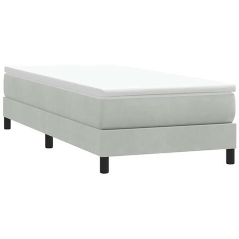 Letto A Molle Senza Materasso Grigio Chiaro 90x220 Cm Velluto - Foto 3