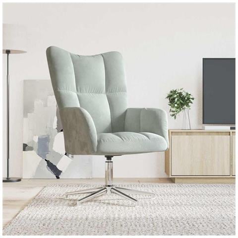 Lusso Casadino -  Sedia Relax Grigio Chiaro In Velluto - Foto 8