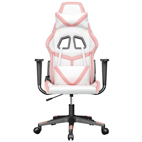 Sedia Da Gaming Bianco E Rosa In Similpelle - Foto 2