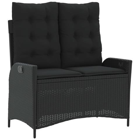 Panca Reclinabile da Giardino con Cuscini Nera in Polyrattan - Foto 1