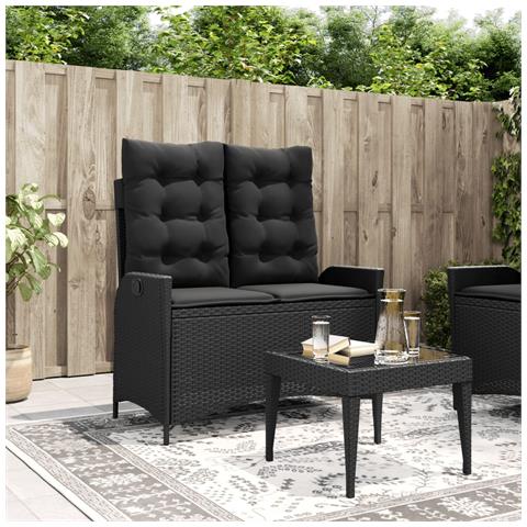 Panca Reclinabile da Giardino con Cuscini Nera in Polyrattan - Foto 2