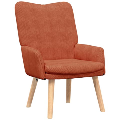 Poltrona Rilassante Rosso Arancione in Tessuto Corduroy - Foto 1