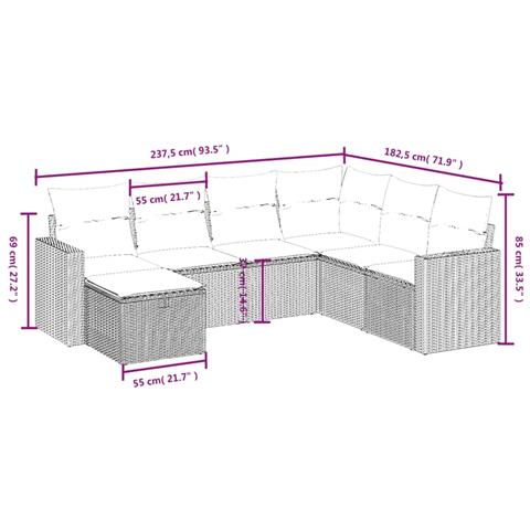 Set Divani da Giardino con Cuscini 7pz Nero Polyrattan - Foto 4