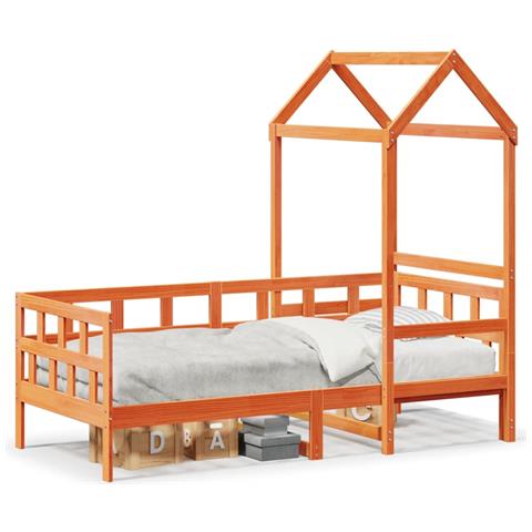 Dormeuse con Tetto Marrone Cera 80x200 cm Legno Massello Pino - Foto 1