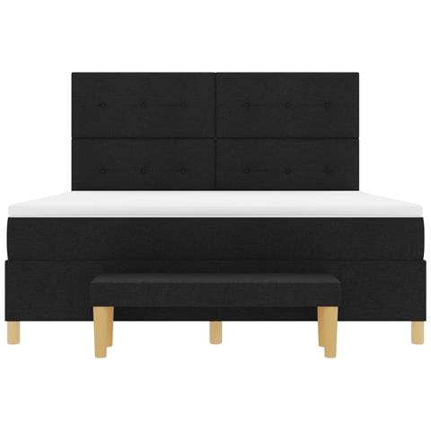 Letto Box Spring con Materasso & Panchina Nero 180x200 cm Tessuto - Foto 9