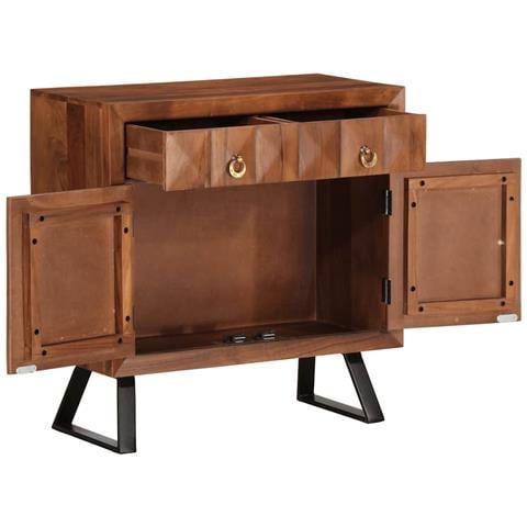 Cassettiera Marrone ambra 70x35x70 cm in Legno Massello Acacia - Foto 2