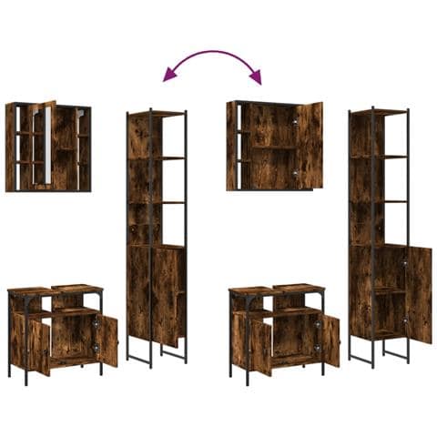 Set Mobili da Bagno 3 pz Rovere Fumo in Legno Multistrato - Foto 9