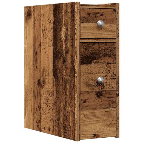Armadietto da Bagno Stretto con Ruote Rovere Antico Truciolato - Foto 1